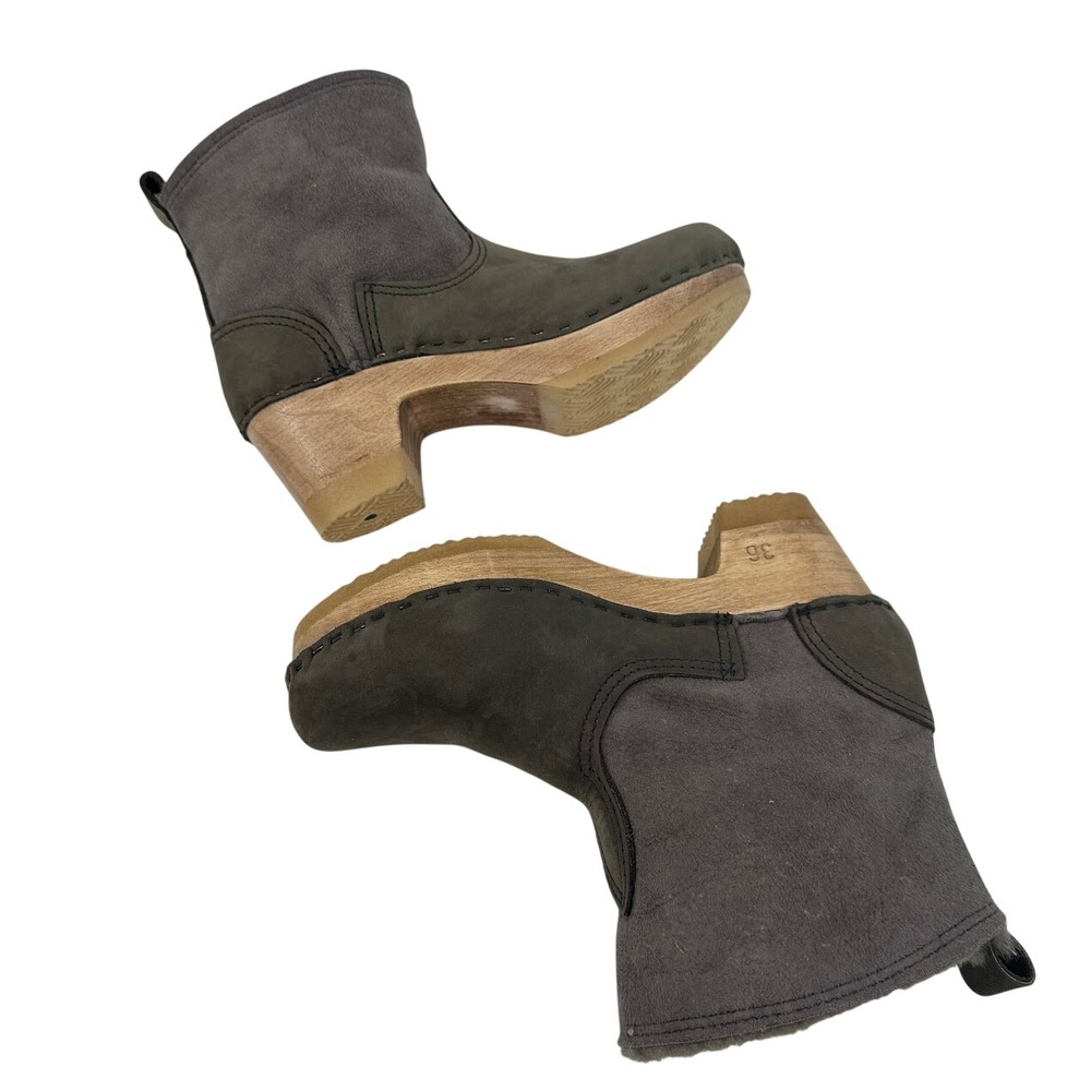 No. 6 Store 5inch Pull on Shearling Boot Mid Heel Smoke Gray Olive EU 36 - Picture 7 of 10
